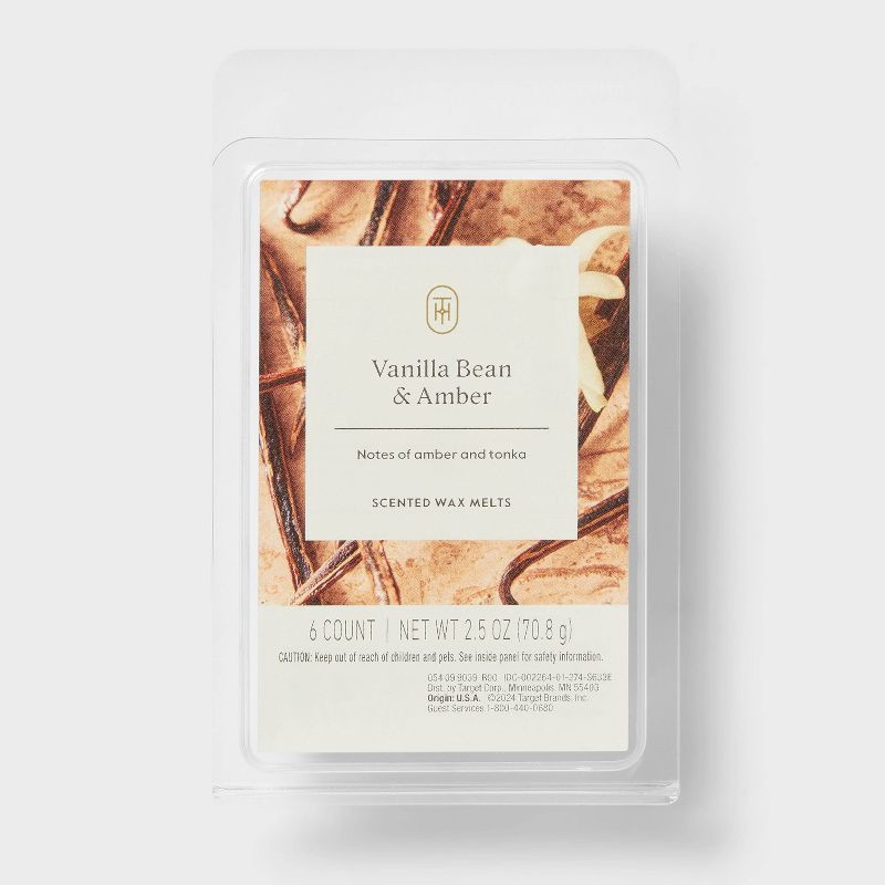 slide 1 of 3, 6ct Vanilla Bean and Amber Wax Melts 2.5oz - Threshold™, 6 ct; 2.5 oz