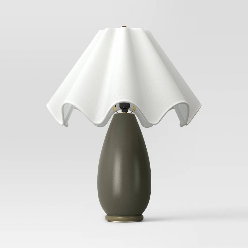 slide 2 of 3, Wavy Shade Collection with Ceramic Base Table Lamp Green - Threshold™, 1 ct
