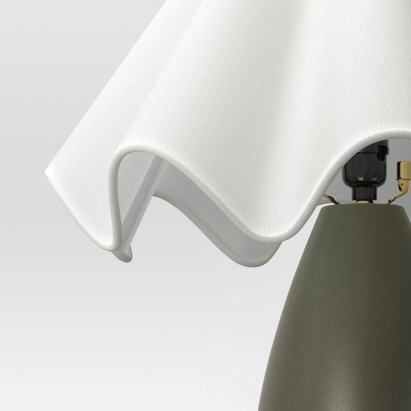 slide 3 of 3, Wavy Shade Collection with Ceramic Base Table Lamp Green - Threshold™, 1 ct