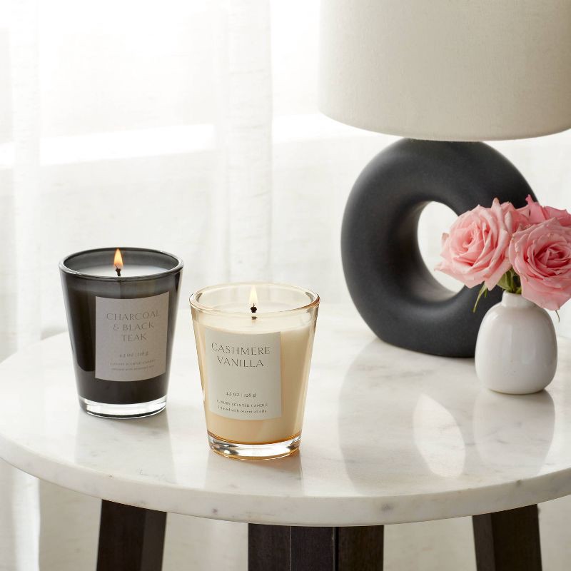 slide 2 of 3, 2pk 4.5oz Gift Set Cashmere Vanilla and Charcoal and Black Teak Votive Candle - Threshold™, 2 ct; 4.5 oz