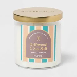 2-Wick Lidded Glass Jar Candle Driftwood and Sea Salt 15.1oz - Threshold™
