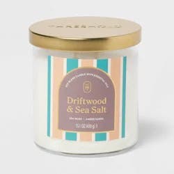 2-Wick Lidded Glass Jar Candle Driftwood and Sea Salt 15.1oz - Threshold™