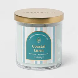 2-Wick Lidded Glass Jar Candle Coastal Linen 15.1oz - Threshold™