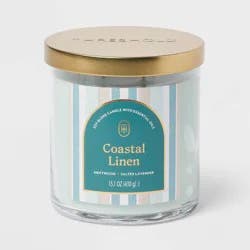 2-Wick Lidded Glass Jar Candle Coastal Linen 15.1oz - Threshold™