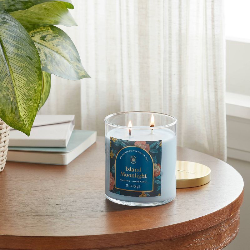 slide 2 of 3, 2-Wick Lidded Glass Jar Candle Island Moonlight 15.1oz - Threshold™, 15.1 oz