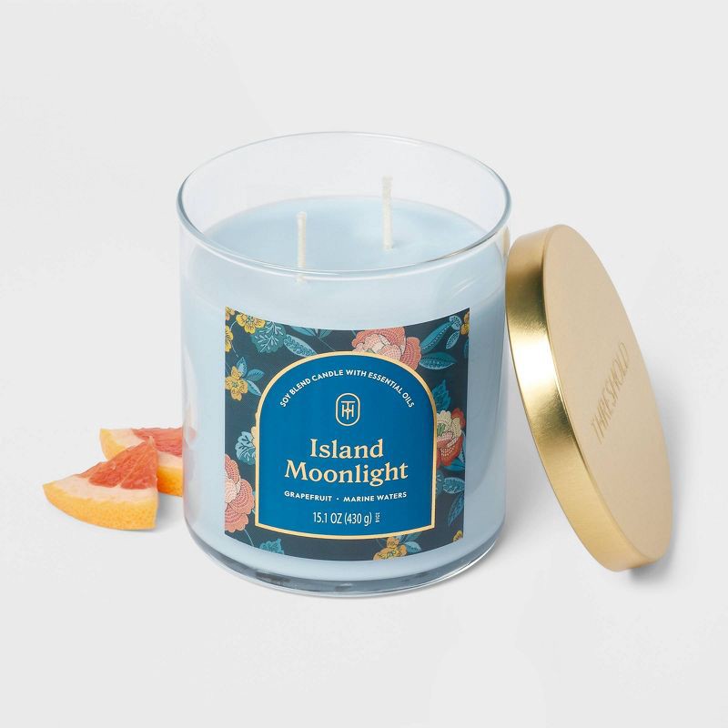 slide 3 of 3, 2-Wick Lidded Glass Jar Candle Island Moonlight 15.1oz - Threshold™, 15.1 oz