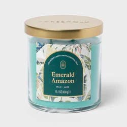 2-Wick Lidded Glass Jar Candle Emerald Amazon 15.1oz - Threshold™