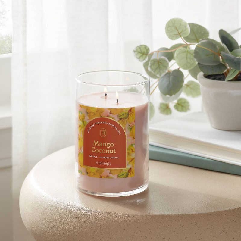 slide 2 of 3, 2-Wick Lidded Glass Jar Candle Mango Coconut 21.5oz - Threshold™, 21.5 oz