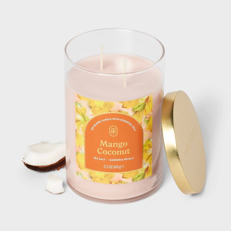slide 3 of 3, 2-Wick Lidded Glass Jar Candle Mango Coconut 21.5oz - Threshold™, 21.5 oz
