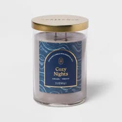 2-Wick Lidded Glass Jar Candle Cozy Nights Dark Gray 21.5oz - Threshold™