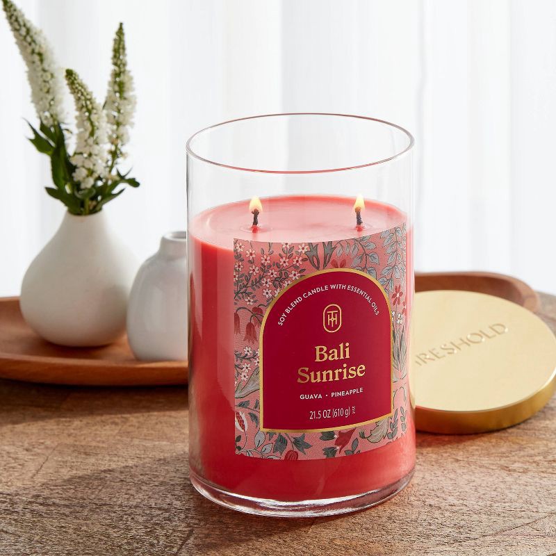 slide 2 of 3, 2-Wick Lidded Glass Jar Candle Bali Sunrise 21.5oz - Threshold™, 21.5 oz
