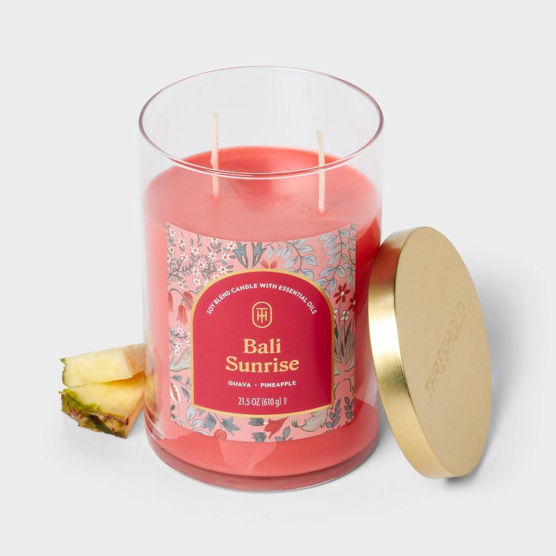 slide 3 of 3, 2-Wick Lidded Glass Jar Candle Bali Sunrise 21.5oz - Threshold™, 21.5 oz
