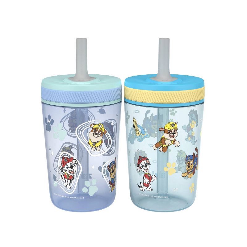 slide 2 of 9, Zak Designs 2pk 15 fl oz Plastic Paw Patrol Water Bottles: Kids & Toddler Portable Drinkware, Dishwasher-Safe, Blue, 2 ct, 15 fl oz