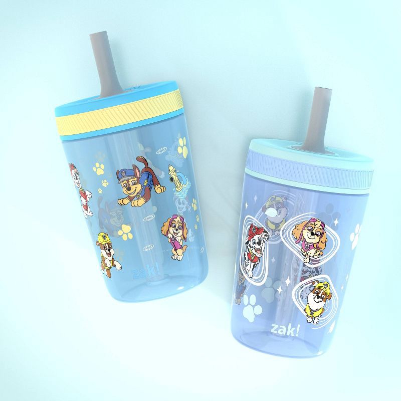 slide 4 of 9, Zak Designs 2pk 15 fl oz Plastic Paw Patrol Water Bottles: Kids & Toddler Portable Drinkware, Dishwasher-Safe, Blue, 2 ct, 15 fl oz