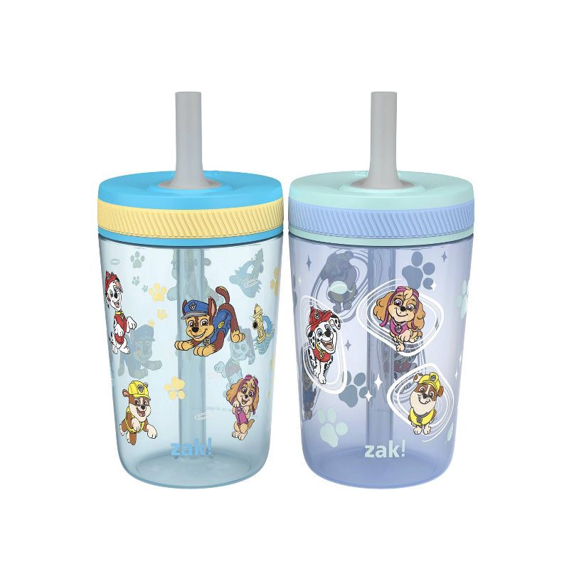 slide 1 of 9, Zak Designs 2pk 15 fl oz Plastic Paw Patrol Water Bottles: Kids & Toddler Portable Drinkware, Dishwasher-Safe, Blue, 2 ct, 15 fl oz