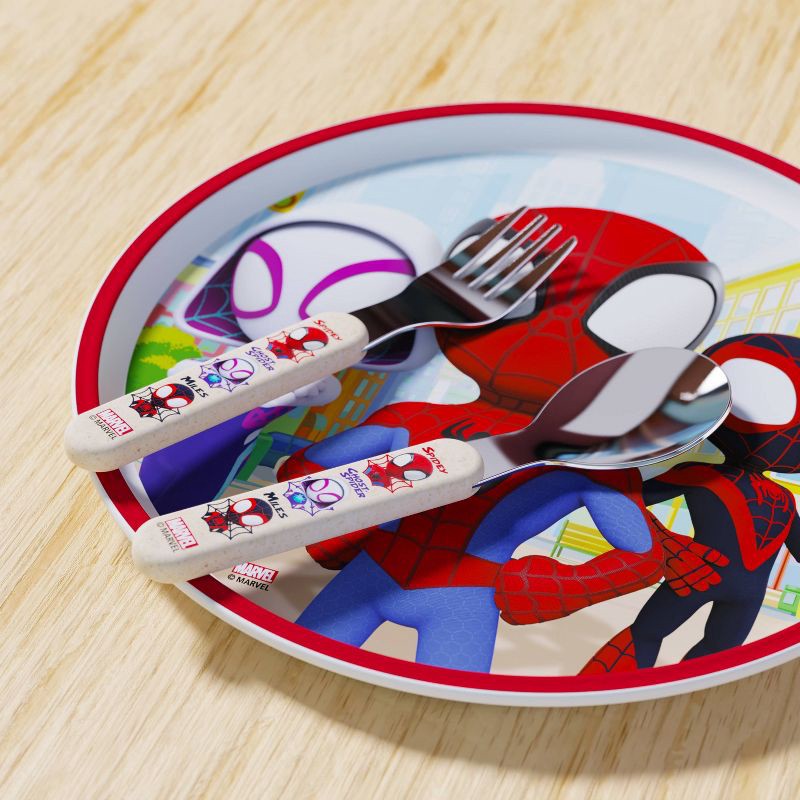 slide 5 of 7, Zak Designs Marvel Spidey and His Amazing Friends Bamboo and Plastic Kids Fork and Spoon Flatware: Toddler Utensils Set, 1 ct