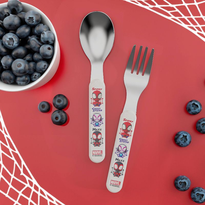 slide 6 of 7, Zak Designs Marvel Spidey and His Amazing Friends Bamboo and Plastic Kids Fork and Spoon Flatware: Toddler Utensils Set, 1 ct