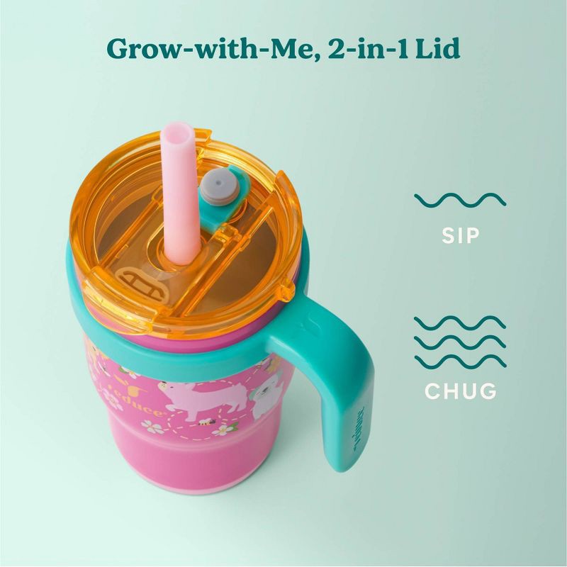 slide 5 of 8, Reduce 14oz Coldee Vacuum Insulated Stainless Steel Straw Tumbler Bright Pink: Kids Leakproof Drinkware, 14 oz