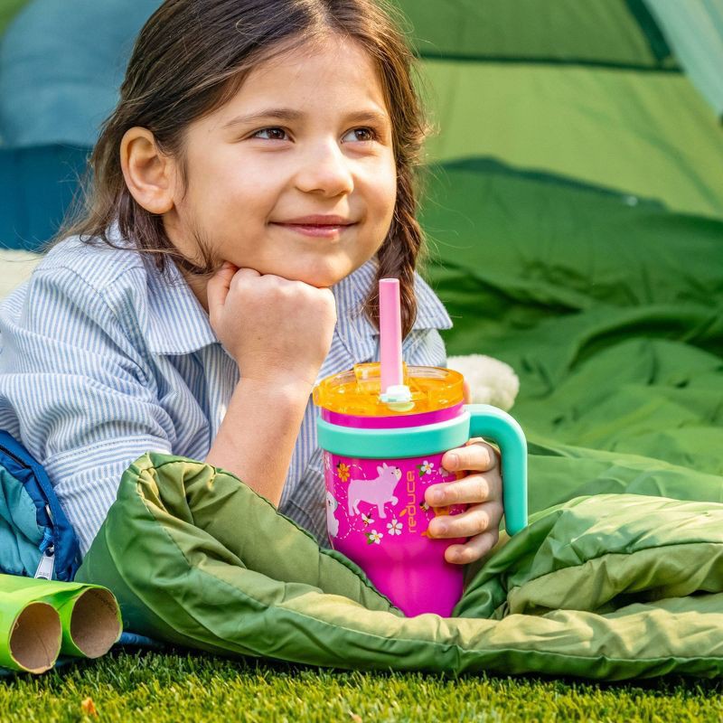 slide 8 of 8, Reduce 14oz Coldee Vacuum Insulated Stainless Steel Straw Tumbler Bright Pink: Kids Leakproof Drinkware, 14 oz