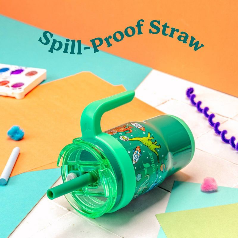 slide 6 of 8, Reduce 14oz Coldee Vacuum Insulated Stainless Steel Straw Tumbler Bright Green: Kids Leakproof & Spillproof Cup, 14 oz