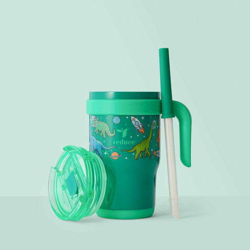 slide 7 of 8, Reduce 14oz Coldee Vacuum Insulated Stainless Steel Straw Tumbler Bright Green: Kids Leakproof & Spillproof Cup, 14 oz