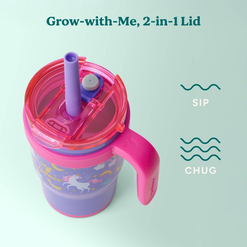 slide 5 of 7, Reduce 14oz 2pk Coldee Kids Mugs with Spill-Proof Straw Pink: Stainless Steel, Leakproof, Dishwasher-Safe, Ages 3+, 2 ct; 14 oz