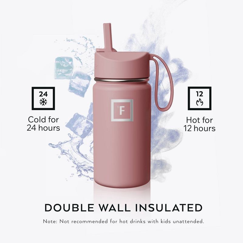 slide 3 of 6, IRON FLASK 14oz Stainless Steel Water Bottle with Plastic Lid Cosmetic Pink: Insulated Kids & Toddler Drinkware, 14 oz