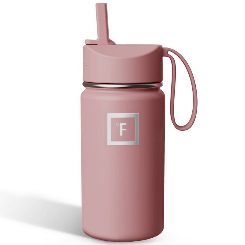 slide 1 of 6, IRON FLASK 14oz Stainless Steel Water Bottle with Plastic Lid Cosmetic Pink: Insulated Kids & Toddler Drinkware, 14 oz