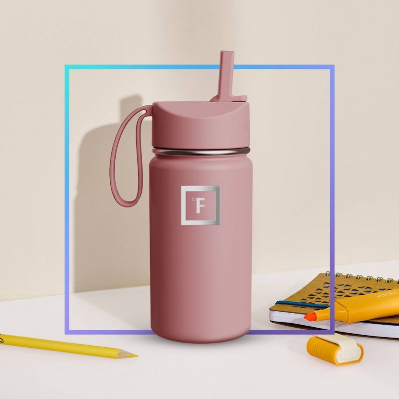 slide 5 of 6, IRON FLASK 14oz Stainless Steel Water Bottle with Plastic Lid Cosmetic Pink: Insulated Kids & Toddler Drinkware, 14 oz