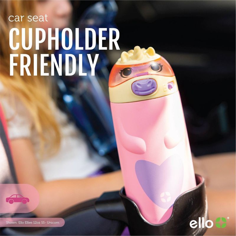 slide 8 of 11, Ello 12oz Stainless Steel Water Bottle Cleo Pink: Kids Portable Drinkware, Dishwasher-Safe, Blossom Color, 12 oz