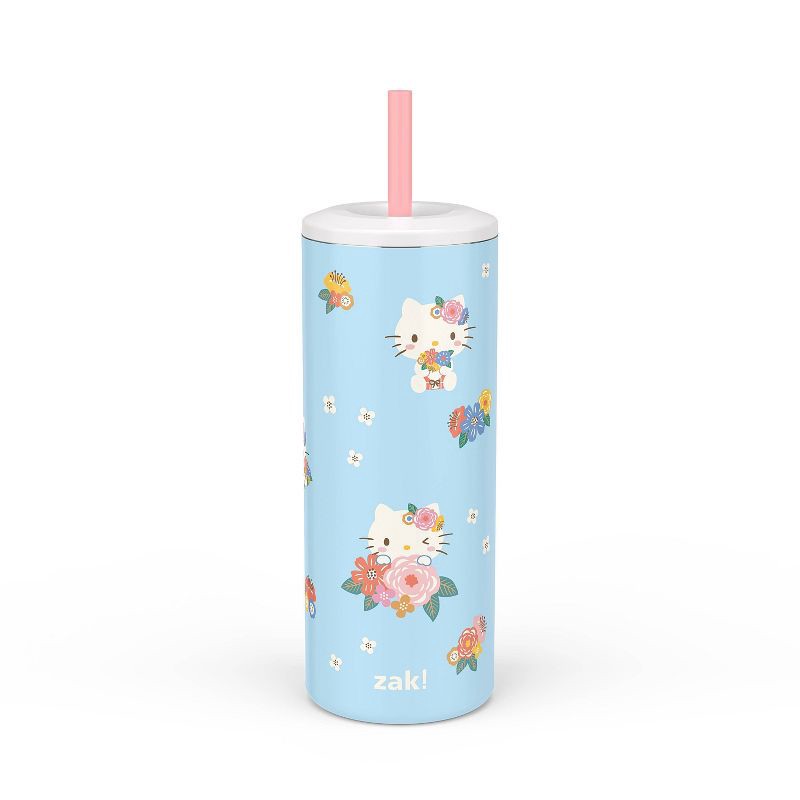 slide 1 of 6, Zak Designs 16 fl oz Stainless Steel Vacuum Insulated Hello Kitty Straw Tumbler: Kids Portable Drinkware, Dishwasher-Safe, 16 fl oz