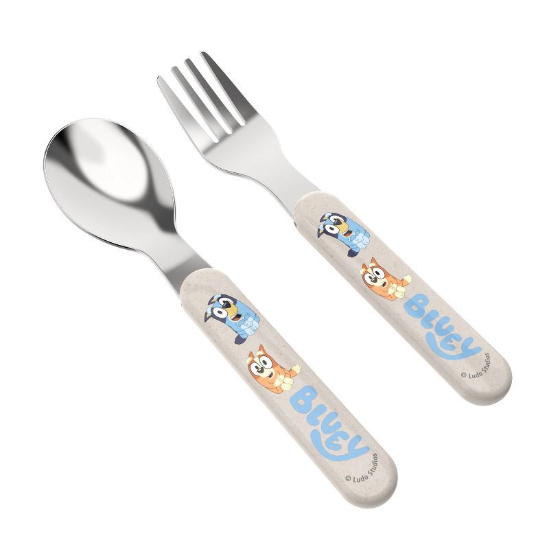 slide 3 of 7, Zak Designs Bluey 2pc Bamboo and Plastic Kids Fork and Spoon Flatware Set: Toddler & Kids Utensils, Dishwasher-Safe, 2 ct