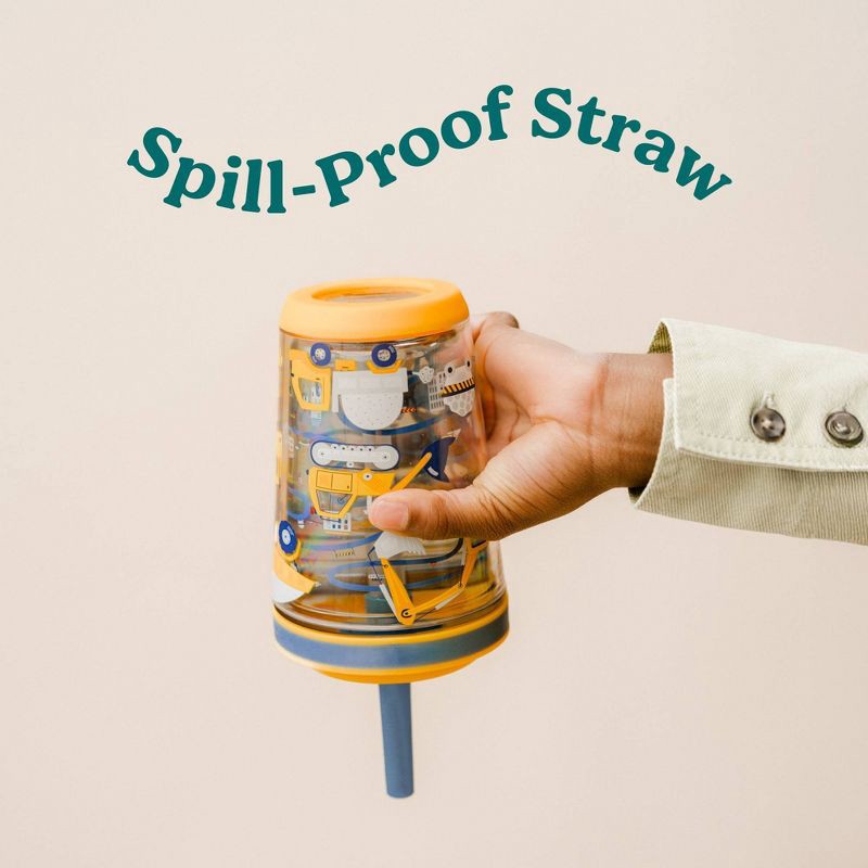 slide 6 of 9, Reduce 12oz Cartwheel Construction Junction Straw Cup Gray: Kids Spillproof Insulated Drinkware, Dishwasher-Safe, 12 oz