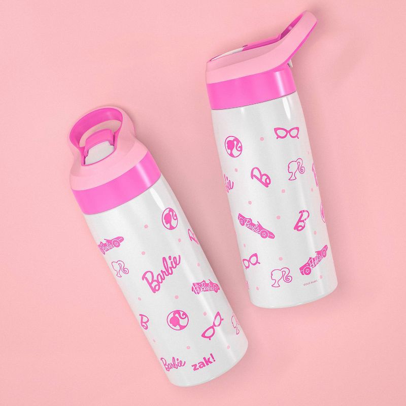 slide 7 of 7, Zak Designs 19 fl oz Stainless Steel Vacuum Insulated Riverside Barbie Water Bottle: Kids & Toddler Pink Drinkware, 19 fl oz