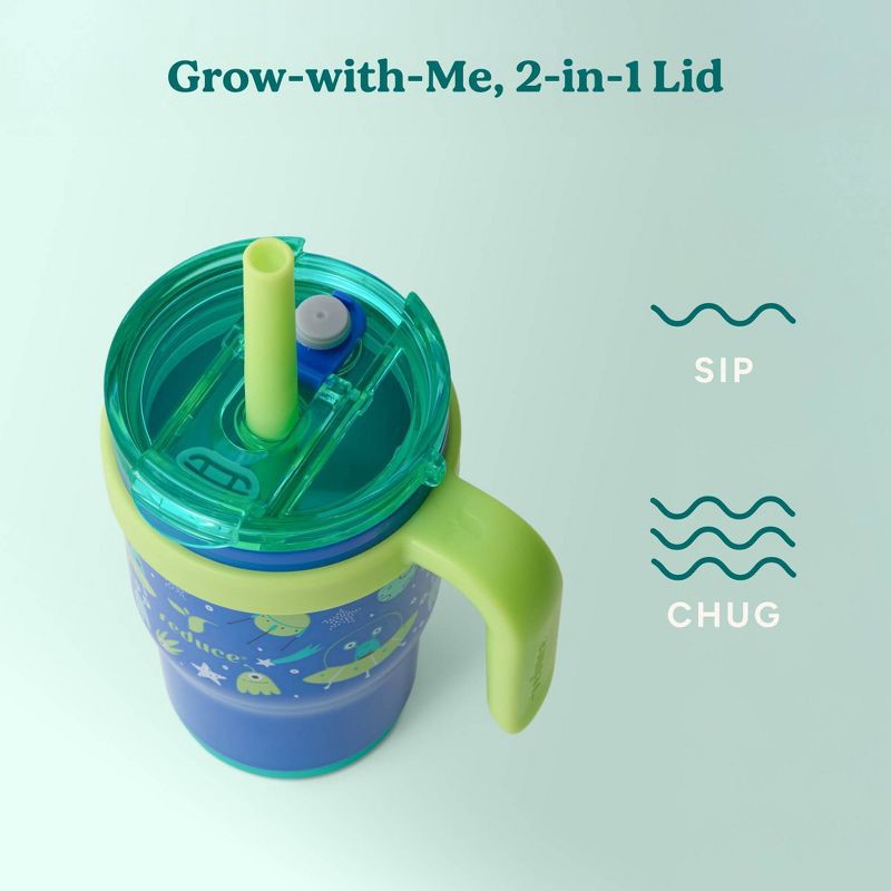 slide 5 of 7, Reduce 14oz 2pk Coldee Kids Mugs with Spill-Proof Straw Lime Green: Stainless Steel, Leakproof, Dishwasher-Safe, 2 ct; 14 oz