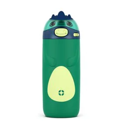 Ello 12oz Stainless Steel Water Bottle Spyke Green: Kids Portable Drinkware, Dishwasher-Safe, Crocodile Lid