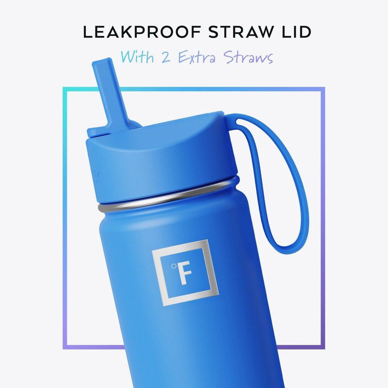 slide 2 of 6, IRON FLASK 14oz Stainless Steel Water Bottle with Plastic Lid Tranquil Blue, 14 oz