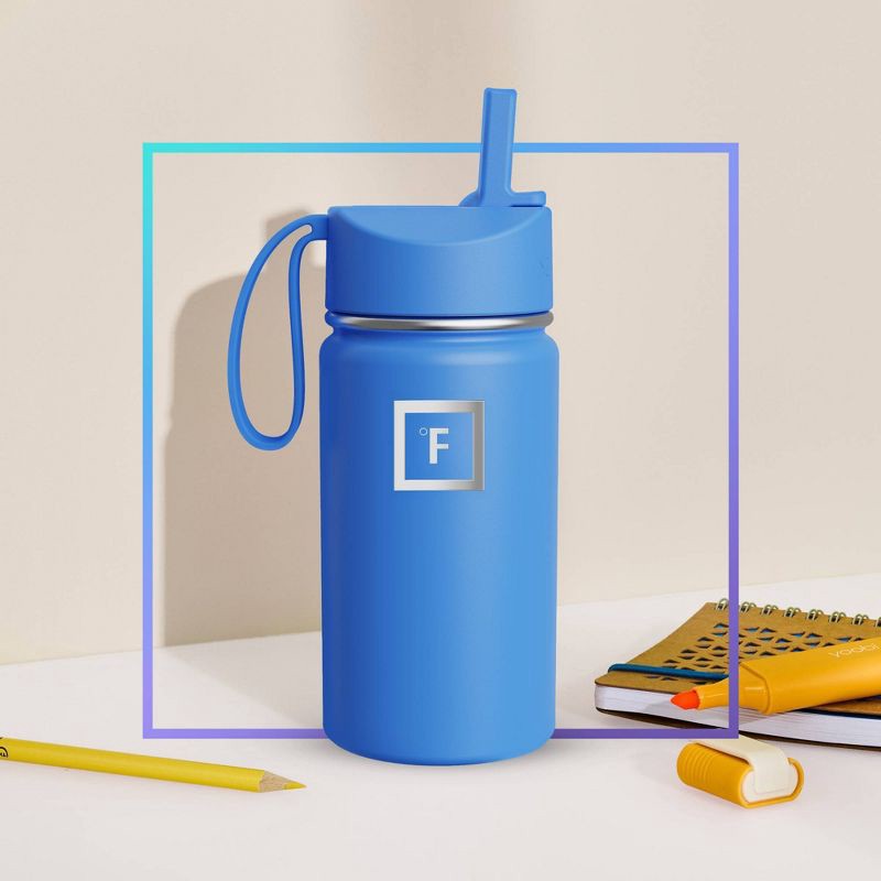 slide 5 of 6, IRON FLASK 14oz Stainless Steel Water Bottle with Plastic Lid Tranquil Blue, 14 oz