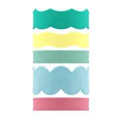 Ello 5pc Silicone Name Tag Water Bottle Accessories: Multicolor Name Bands for Kids, Dishwasher-Safe Drinkware Parts