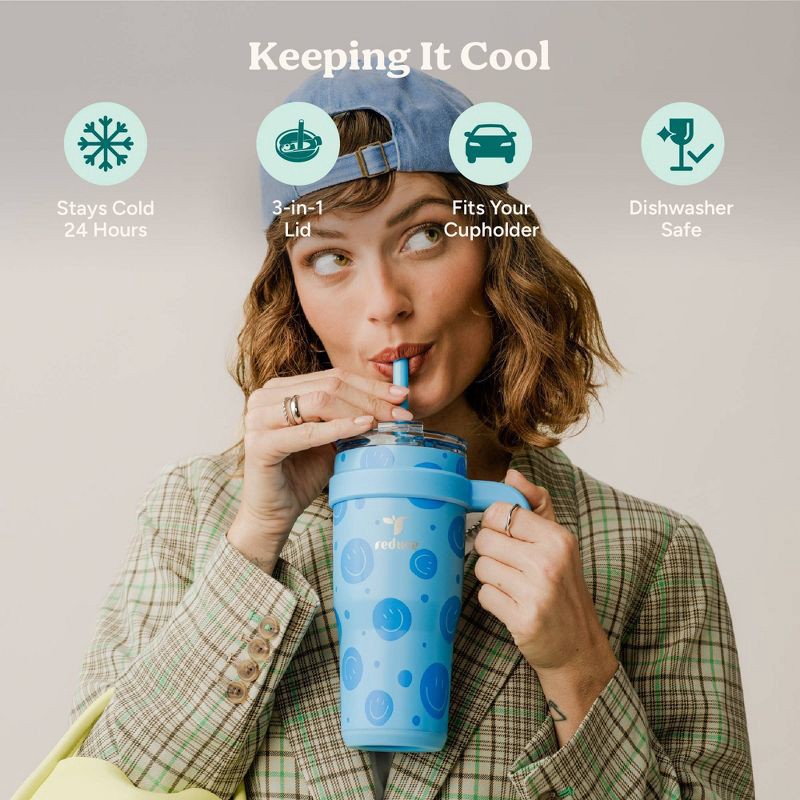 slide 3 of 6, Reduce 24oz Cold1 Vacuum Insulated Stainless Steel Straw Tumbler Mug Blue: Dishwasher-Safe, Portable Drinkware, 24 oz