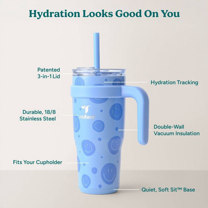 slide 4 of 6, Reduce 24oz Cold1 Vacuum Insulated Stainless Steel Straw Tumbler Mug Blue: Dishwasher-Safe, Portable Drinkware, 24 oz