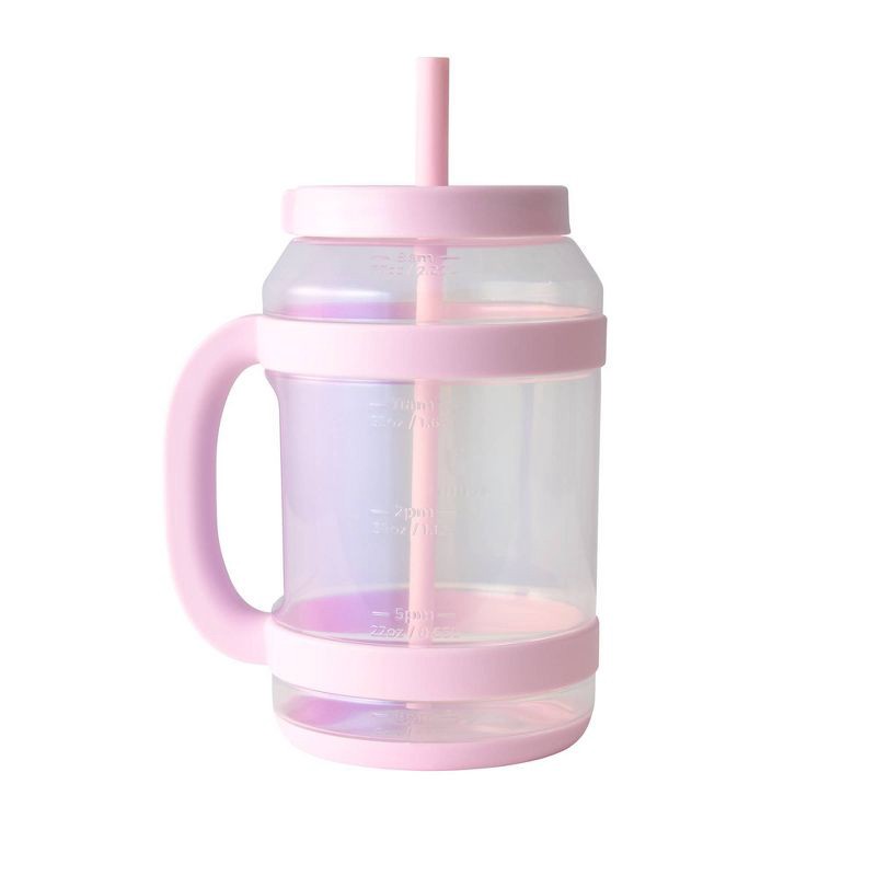 slide 2 of 7, Reduce 80oz Tritan Waterday Mug Light Pink: Iridescent Tumbler with Straw & Twist-Off Lid, Dishwasher-Safe, 80 oz