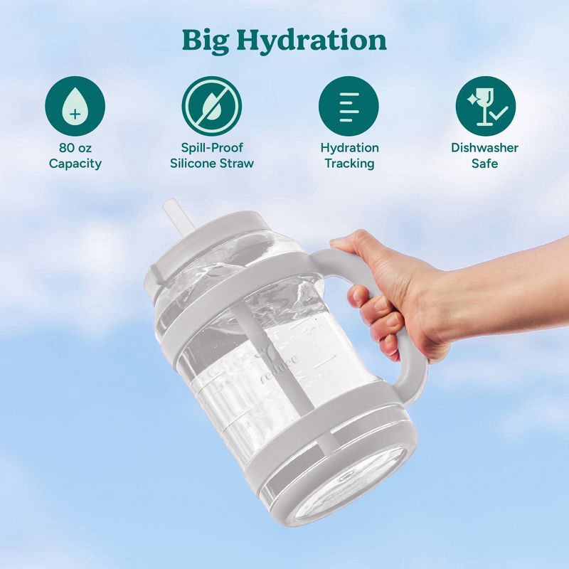 slide 3 of 7, Reduce 80oz Tritan Waterday Mug Light Pink: Iridescent Tumbler with Straw & Twist-Off Lid, Dishwasher-Safe, 80 oz