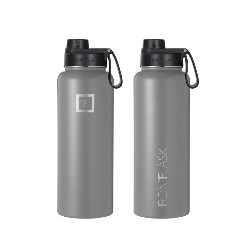 slide 5 of 8, IRON FLASK 40oz Stainless Steel Wide Mouth Water Bottle with Plastic Lid Graphite Black: Insulated, Reusable, All Ages, 40 oz