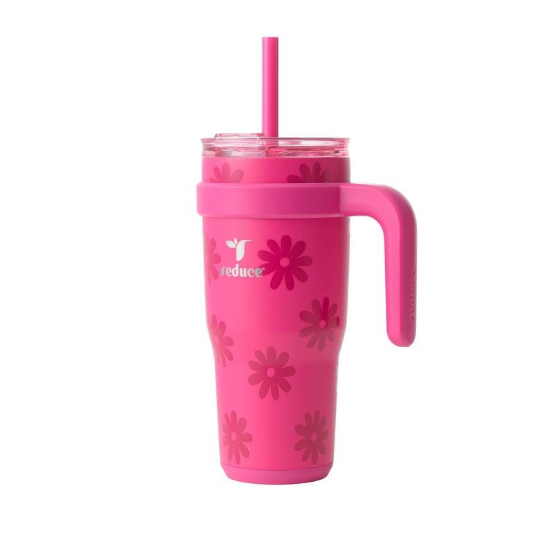 slide 2 of 8, Reduce 24oz Cold1 Vacuum Insulated Stainless Steel Straw Tumbler Mug Pink: Dishwasher-Safe, Flip-Top Lid, 24 oz
