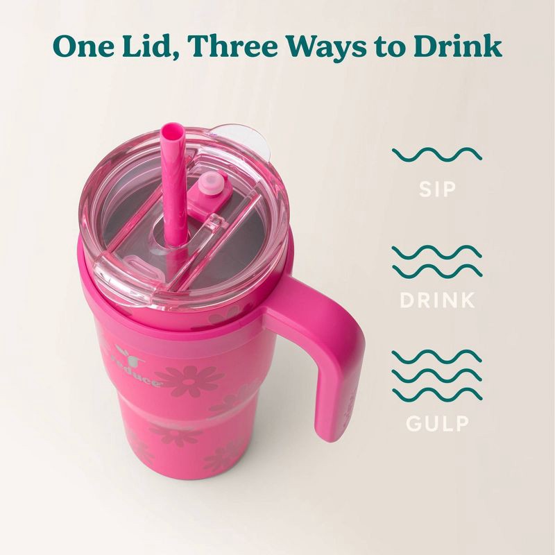 slide 5 of 8, Reduce 24oz Cold1 Vacuum Insulated Stainless Steel Straw Tumbler Mug Pink: Dishwasher-Safe, Flip-Top Lid, 24 oz