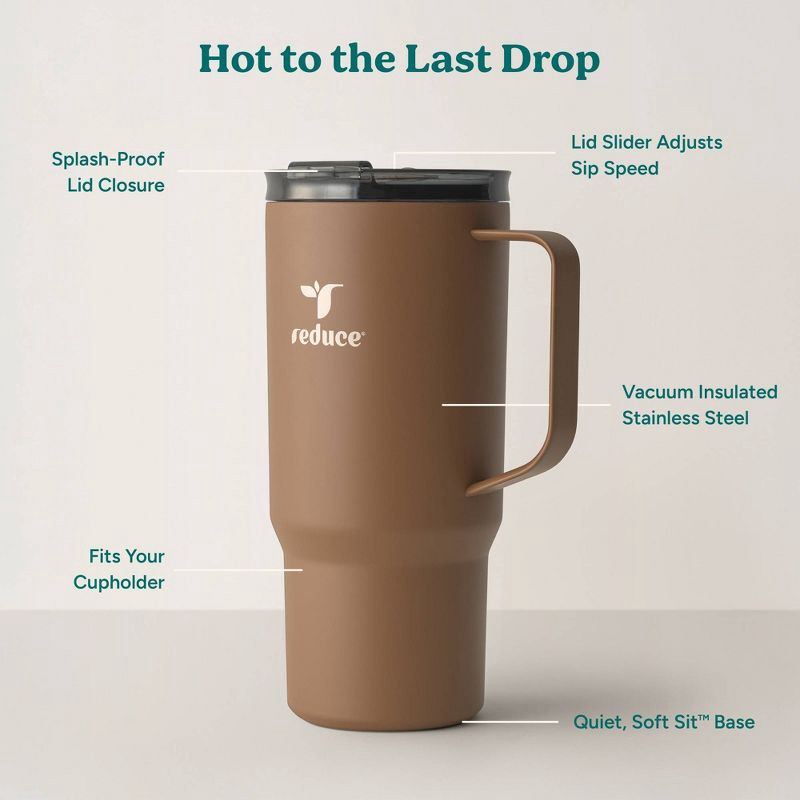 slide 4 of 6, Reduce 24oz Hot1 Vacuum Insulated Stainless Steel Travel Mug with Steam Release Lid Brown: Dishwasher-Safe, 24 oz