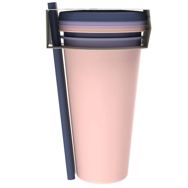 slide 3 of 8, Zak Designs 3pk 25 fl oz Plastic Solid Straw Tumbler Set: Multicolor Lidded Tumblers for Teens, Dishwasher-Safe, 3 ct, 25 fl oz