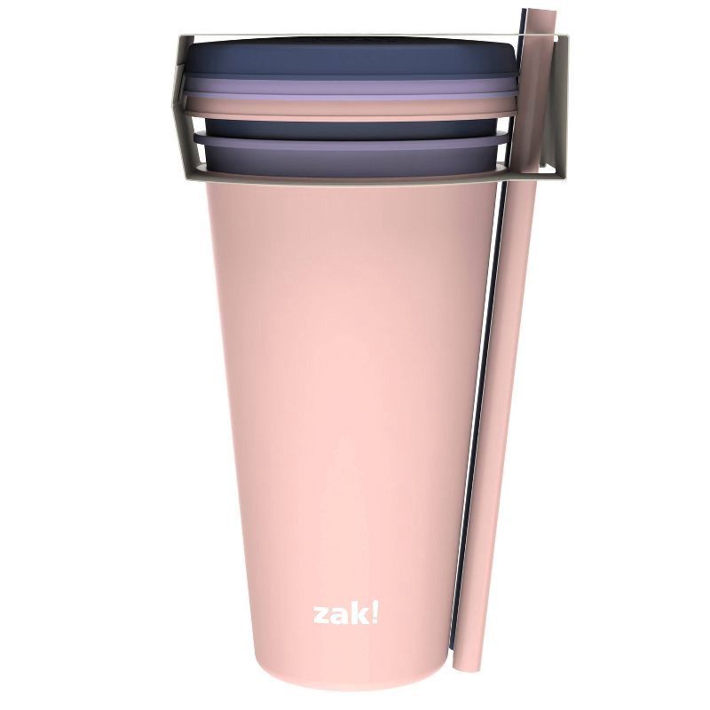 slide 6 of 8, Zak Designs 3pk 25 fl oz Plastic Solid Straw Tumbler Set: Multicolor Lidded Tumblers for Teens, Dishwasher-Safe, 3 ct, 25 fl oz