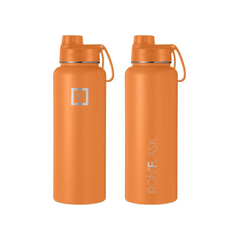 slide 5 of 8, IRON FLASK 40oz Stainless Steel Water Bottle with Plastic Lid Apricot Orange: Insulated, Reusable, All Ages, 40 oz